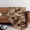 Super Soft Faux Rabbit Fur & Fleece Sherpa Throw Blanket - Ultra Soft Reversible Brushed Tie-dye Throw Blanket for Sofa, Bed and Couch, White, Taupe, 50"x60"