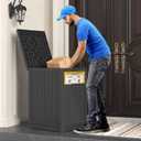 LHBGO Package Delivery Box for Outside with Sign, 48 Gallon Storage with Lockable Secure, Large Double Wall Resin Outdoor Package Delivery Waterproof