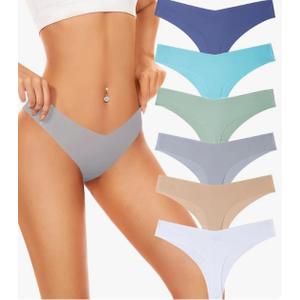 Seamless Underwear Women Pack No Show Thongs For Women Ladies Sexy Panties Underwear Breathable Comfortable 2Pack ,6 Packs in Each M