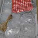 LemonRoad 30 Mini Yogurt Jars 3.4 oz Glass Bottles with Plastic Lids for Jam, Honey, Wedding Favors, Birthday Party Decor Mason Jar with Checkered Cloth and Rope (Circle, Red, White)