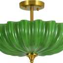 16" Vintage Green Ceiling Light, Semi Flush Mount Ceiling Light, 15.7 Inch