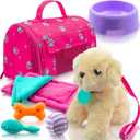 Play22 Plush Puppy Doll Set for Kids 9 PCS - Baby Doll Accessories - Doll Puppy Set - 4 Year Old Girl Birthday Gifts, Little Girl Toys, Sized for 18" Dolls, Multicolor