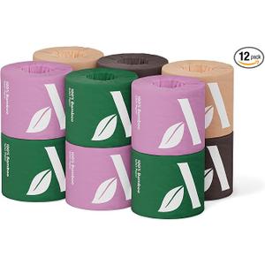 Amazon Aware 3-ply Bamboo Toilet Paper, Unscented, 12 Rolls, 350 Sheets per roll, Total 4200 Sheets, Plastic-Free