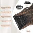 Fliace Clip in Hair Extensions, 6 PCS Natural & Soft Hair & Blends Well Hair Extensions, Black with Caramel Highlights Long Wavy Hairpieces(24inch, 6pcs, Black with Caramel Highlights)
