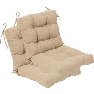 QILLOWAY Outdoor Seat/Back Chair Cushion Tufted Pillow, Spring/Summer Seasonal Replacement Cushions - Set of 2 (Beige/Sand/Camel)