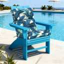 LVTXIII 2 Pack Outdoor High Back Cushions, 22" W x 20" D Tufted Seat and Back Chair Cushion with Ties, Fluffy Patio Replacement Rocking Chair Cushion for Outdoor Furniture Use, Swaying Palms Blue, 44"x22"x4"