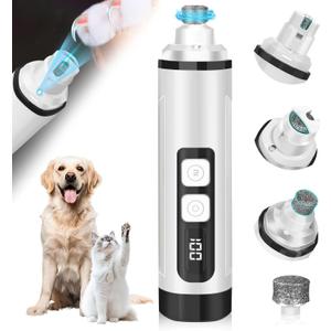 Dog Nail Grinder Electric Powerful 3 Speeds Dog Nail Clippers with Lights Quiet Cat Nail Clipper Painless Care Trimmers Tools for Small Medium Large Dogs and Cats (Black)