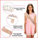 13th Birthday Decorations for Girls, Black Rose Gold It's My 13th Birthday Banner, Balloons,Hanging Swirls,Cake Topper,Backdrop,Crown,Sash,Paper Fans,for Happy 13 Years Old Party Decor Supplies