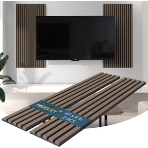 Acoustic Wood Wall Panels, Slat Wall Paneling for Home Living Room Decor, Soundproof Sound Dampening Absorbing Noise Reducing 3D Accent Panel-47.2 inch, Smoky Oak