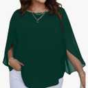 SCOMCHIC Plus Size Blouses for Women Summer Chiffon 3/4 Sleeve Tunic Tops Dressy Scoop Neck Casual Loose Flowy Shirts, 3XL