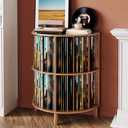 GiftGo 3-Tier Vinyl Record Storage Half Round Mid Century Vintage Player Table with Spacious Storage Turntable Stand Perfect for Living Room Bedroom (Walnut, L-27.5)