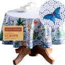 Maison d' Hermine Table Cloth Round Table 100% Cotton 69 Round Inches Tablecloth Reusable Decorative for Dining Kitchen Room Farmhouse Home Gifts for Mothers Day Spring Summer - Passiflora