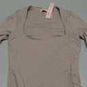 QINSEN Women's Sexy Square Neck Bodysuit Long Sleeve Double Lined Shirt Tops (Medium)