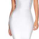 Women's Bandage Dress Sexy Halter Fishtail Bodycon Holiday Party Club Wedding Guest Dress (White, XS)
