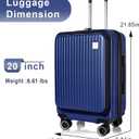 20" Carry-On Luggage with TSA Lock | ABS hardshell, 4 spinner wheels, front-open design, expandable, lightweight carry-on for men & women, sapphire-blue