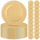 50 Pcs Gold Charger Plates Bulk,13 inch Round Beaded Plate Chargers for Dinner Plates, Decorative Dinner Charger Plastic Table Chargers for Wedding Holiday Party Baby Shower Event Decoration