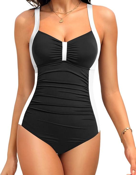 Tempt Me Women Ruched Slimming One Piece Swimsuits Tummy Control Vintage Bathing Suits Size 18W