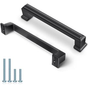 Kitchen Cabinet Handles, 30 Pack Drawer Pulls Matte Black Cabinet Pulls Modern Square Cabinet Hardware, 5inch Hole Center  6"x1"