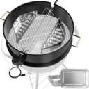 Upgraded Rotisserie Kit for Weber 22 inch Kettle Charcoal Grills Accessories, Rotisserie Grill Kit for Weber & Other Similar Size Grills, with Handles, Charcoal Baskets,10 Pcs Drip Pans, Black