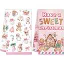 Decor Christmas Kitchen Towels Set of 2 Christmas Tree Candy Cane Pink Absorbent Hand Towel Dish Towels for Kitchen Home Decoration 18x26 Inch 