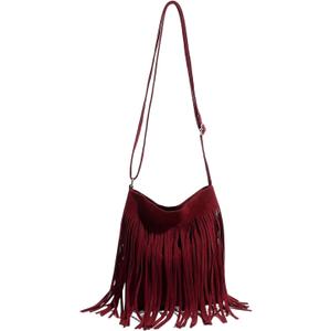 OYOANGLE Women's Fringe Hobo Bags Adjustable Strap Tassel Crossbody Bags Hippie Western Purse Cowgirl Shoulder Bag