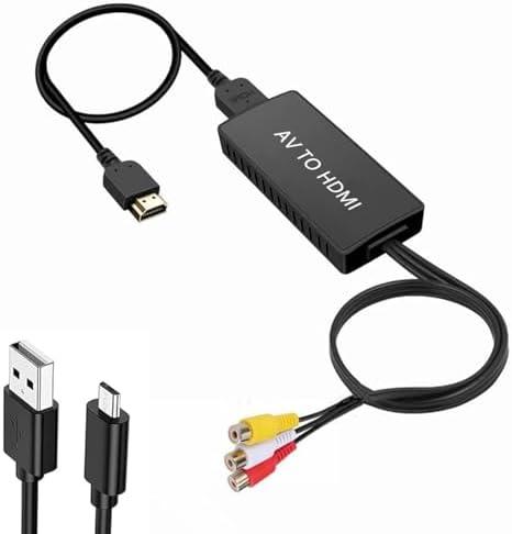 BD&M RCA to HDMI Converter, AV to HDMI, 1080P RCA Composite CVBS Video Audio Converter Adapter Supporting PAL/NTSC for TV/PC/ PS3/ STB/Xbox VHS/VCR/Blue-Ray DVD Players