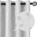 BUHUA Wave Silver Leaf Print Blackout Curtains for Living Room Darkening Curtains Light Blocking Curtains for Bedroom 66W84L Greyish White 2 Panels