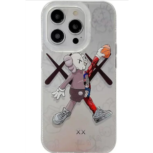 OPHK Case for iPhone 12 Pro and for iPhone 12, 3D Silver with Trendy Sneaker Cartoon Design, Street Artwork Bear Air IMD Laser Shockproof Silicone Protective Cell Phone Back Cover for Boys Girls