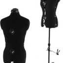 Black Dress Form Adjustable Mannequin for Sewing, Female Size 6-14 Pinnable Body Form with 13 Dials & Detachable Casters, 42.5"-60" Height Range for Clothing Display, Small to Medium