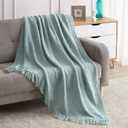 BOURINA Aqua Throw Blanket 50x60 Inches Throw Textured Solid Soft Sofa Couch Decorative Knit Blanket, Aqua