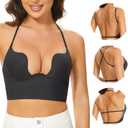 Low Back Bras for Women-Seamless Backless Bra Deep U Plunge Invisible Low Cut Bras Multiway Convertible Straps Halter Bra