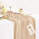 6 Pack Champagne Cheesecloth Table Runners Easter Spring Cheese Cloth Table Runner 10FT Boho Sheer Gauze Runner 35x120 Inches Long for Bridal Shower Wedding Baby Shower Party Decor