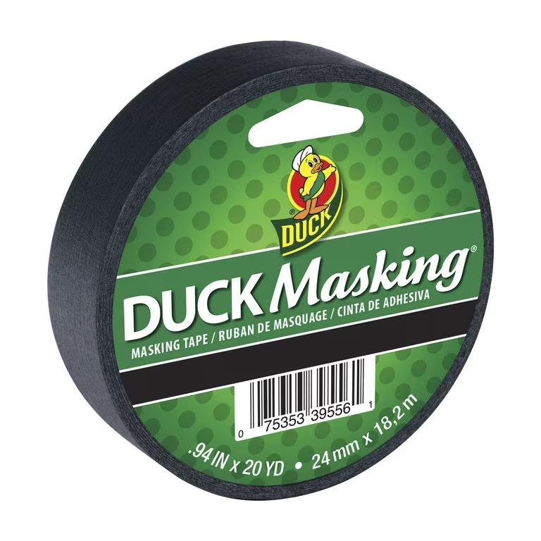 Duck Brand Black Masking Tape, 0.94 in. x 20 yd. (1 Roll)