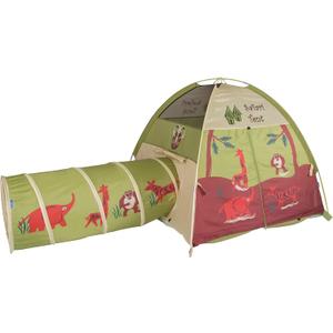 Pacific Play Tents 20435 Kids Safari Fun Dome Tent Crawl Tunnel Combo Indoor / Outdoor Fun,Multicolor, 48" L X 48" W X 42" H