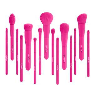 Makeup Brush Set, 15 Piece Quality Makeup Brushes, Premium Synthetic Make Up Brushes for Foundation Powder Blush Highlighter Concealer Makeup Brush Kit for Travel, Hot Pink