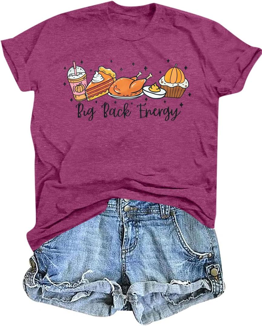 Thanksgiving Shirts for WomenFunny Turkey Graphic Shirt Thankful Pumpkin Tshirts (M)