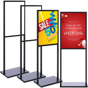 Blulu 4 Pack Poster Stands for Display 24x32in Heavy Duty Sign Stand Slide-in Banner Sign Holder up to 9.47 Lbs Double Side Poster Holder with Non-slip Mats for Business Store Display