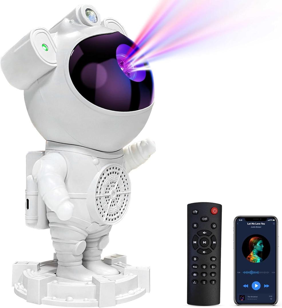 Astronaut Galaxy Projector-Star Projector,Bluetooth Speaker,White Noise, Star and Moon Galaxy Lights for Bedroom with Timer and Remote, Nebula Night Light 360 Adjustable, Starry Space Ceiling Lamp