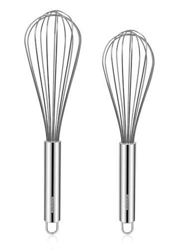 NileHome Stainless Steel Whisk Set 8" 10" 12" Kitchen Whisk Balloon Whisk Kitchen Wisk Wire Whisks for Cooking, Whisking, Blending, Beating, Stirring-2 Pack…