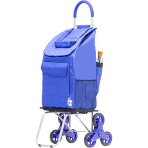 dbest products Stair Climber Bigger Trolley Dolly, Blue Shopping Grocery Foldable Cart Condo Apartment