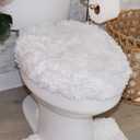 Soft Microfiber Bathroom Toilet Lid Cover, Machine Washable Seat Covers, Stays in Place Rubber Backing, Fits Most Round, Elongated and Oblong Lids, Home Decor Accessories, 18x18, White