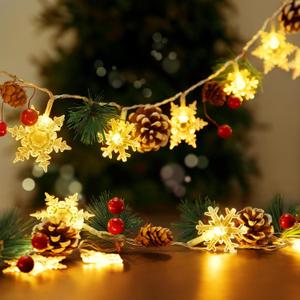Lighted Christmas Garland for Tree Mantle Fireplace Home Decor