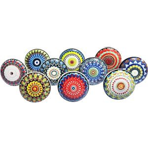 Royal Kraft Vintage Multicolor Printed Ceramic Pull Knobs for Kitchen Cabinet, Door & Drawer, Wardrobe, Cupboard (Set of 10) Sknob007