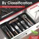 5 x Aujen Silverware Organizer - Expandable Kitchen Drawer Organizer, Adjustable Utensil Organizer, Cutlery Tray for Forks, Knives, Multipurpose Kitchen Organizers and Storage Solution, Black, Medium