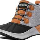 Rihero Women's Classic Waterproof Ankle Boots Fashion Lightweight Leather Suede Hiking Ankle Booties (7.5, Grey Brown)