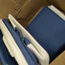 13 x 13 Inch Cube Storage Bins, 6 Pack Fabric Storage Basket with Handles, Foldable Boxes Organizer for Shelf Baskets for Home, Clothes (White/Blue)