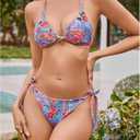 RoseSeek Women's 2 Piece Leopard Floral Bikini Sets Halter Triangle String Bathing Suit Starfish Metal Swimsuits (XL)