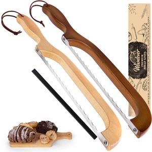 Bread Knife, 2 Pack Bread Slicer for Homemade Bread, 16'' Wooden Sourdough Bread Knife with Bow Design, Premium Stainless Steel Serrated Bread Cutter for Bagels and Baguettes Bread Knife, 2 Pack Bread Slicer for Homemade Bread, 16'' Wooden Sourdough Bread Knife with Bow Design, Premium Stainless Steel Serrated Bread Cutter for Bagels and Baguettes