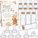 Bear Cool Baby Shower Games Bottle Chug Sign Wooden Brown Theme Gift Sets Gender Reveal Party Favors and 12 Pcs Baby Bottle Shower Favor for Gender Reveal Party Decor(Bear)