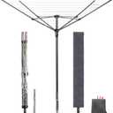 STORAGE MANIAC Outdoor Umbrella Drying Rack, 12 Lines with 164 Feet Drying Space, Steel Frame & Adjustable Height, 4-arm Umbrella Clothesline for Laundry, Collapsible Clothes Drying Rack for Backyard